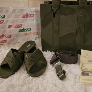 Melissa Set Matching -Sandals 7.5/8 + Jelly Bag - New AUTHENTIC